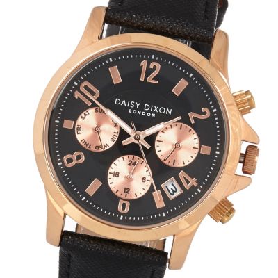 Daisy DIxon black textured strap watch